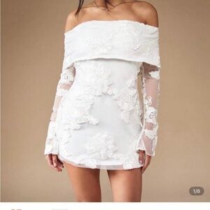 MISSGUIDED embroidered embellished flap off dress